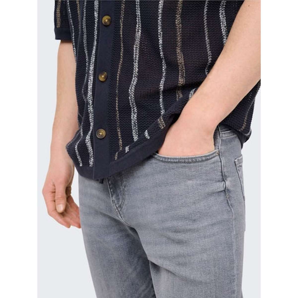 ONLY & SONS MENS WEFT REGULAR FIT COTTON JEAN 22037007 GREY